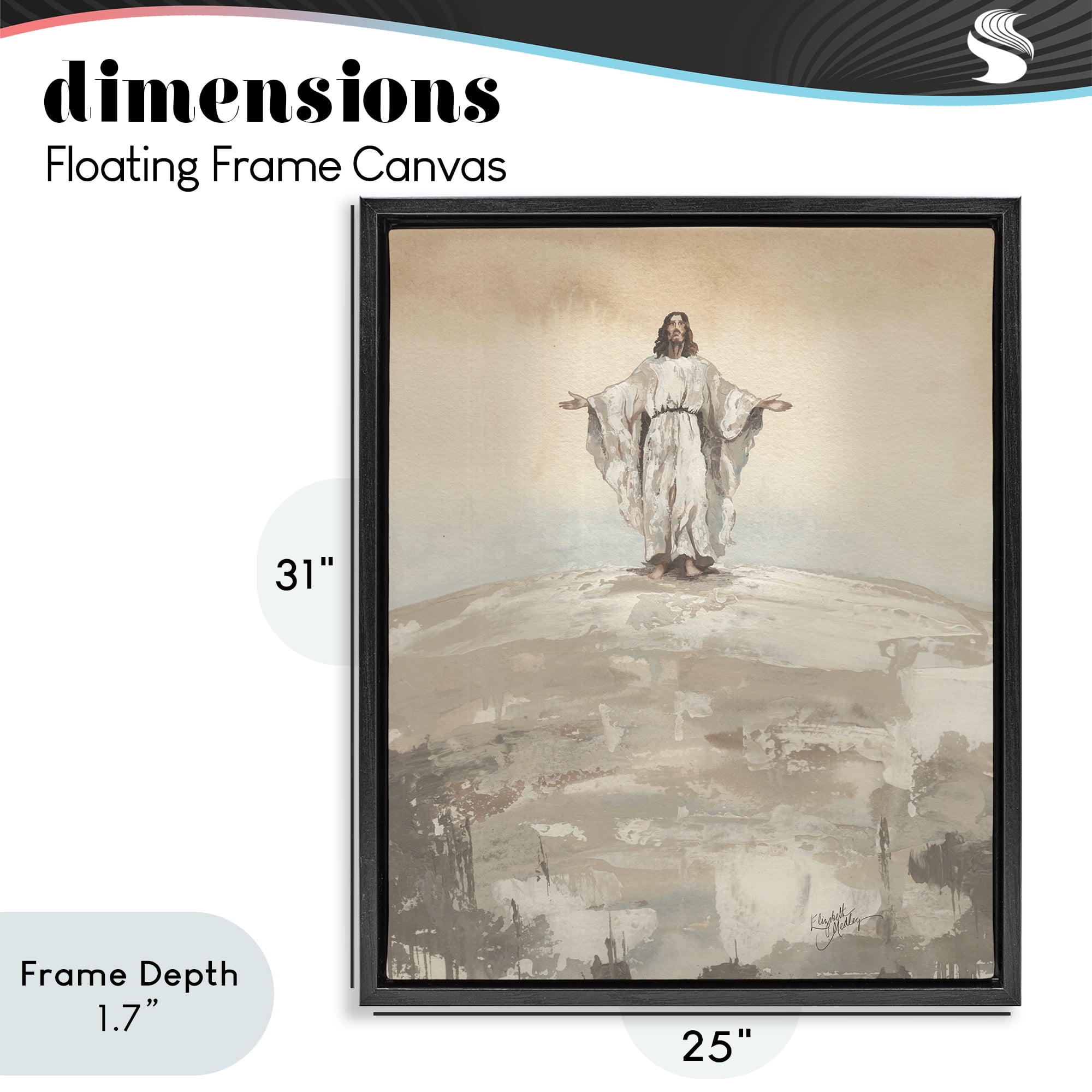 Stupell Industries Jesus on Hill Black Framed Floater Canvas Wall Art, design by Elizabeth Medley