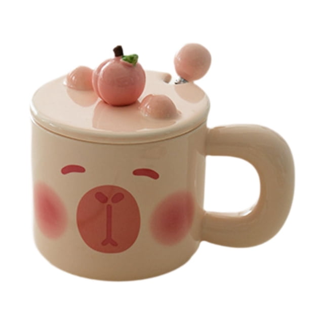 Taza de té reutilizable para bebidas frías y calientes, taza de café de cerámica para dormitorio, taza de café Rosa
