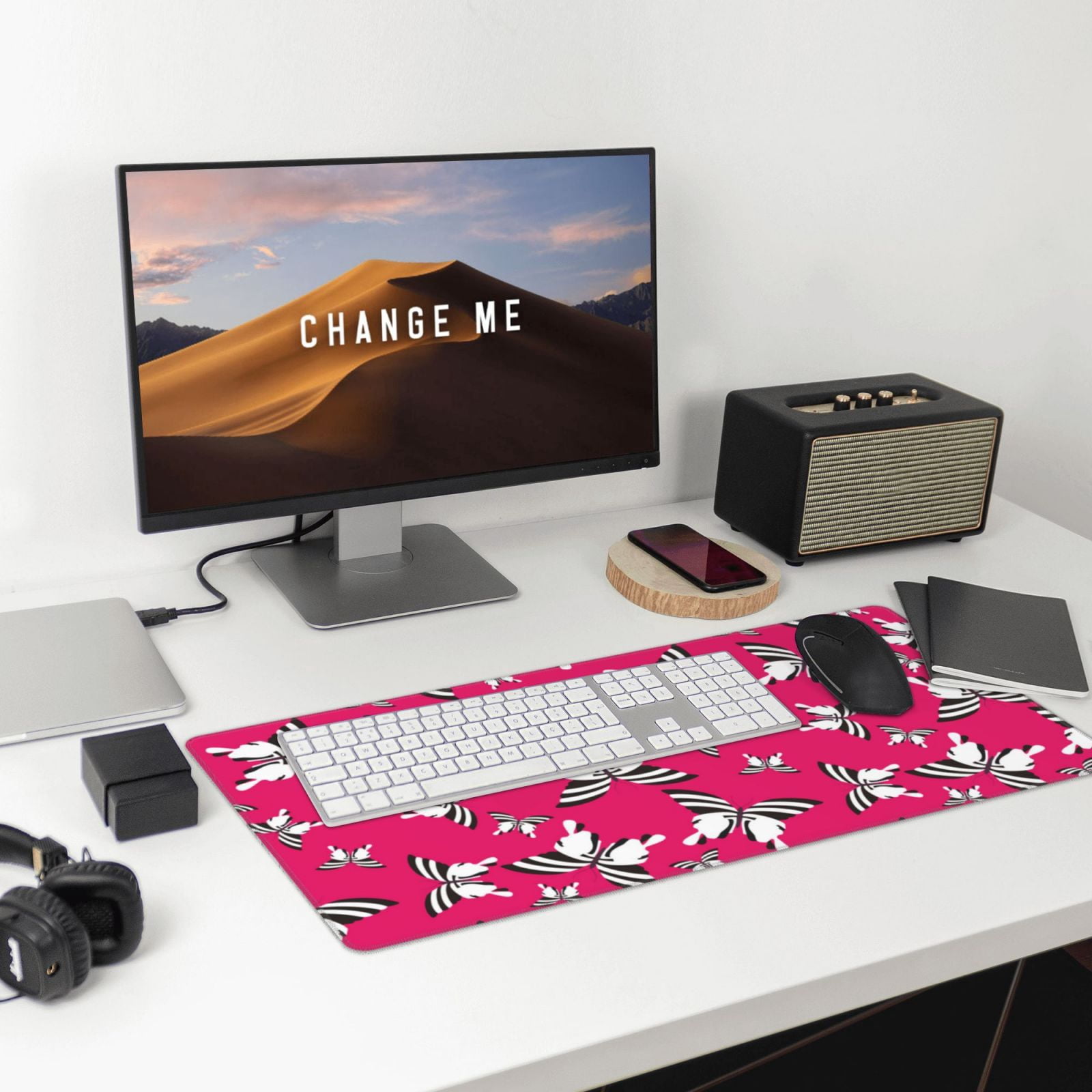 Rateoe Butterfly Print Mouse Pad - Extended Large Gaming Mousepad,Non-Slip Stitched Edge,16x29.5 Inch