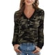 thumbnail image 3 of Camiseta de manga larga con cuello en V para mujer a la moda blusa con estampado de botones de otoño Fridja  ghj987+1352, 3 of 6