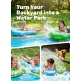thumbnail image 6 of Joyfy 22.5ft Triple Water Slide and 2 Inflatable Boards, Backyard Summer Lawn Water Slides Waterslide and Slip Sprinkler Water Toy for Kids Adults Outdoor Fun Blue/Green, 6 of 10