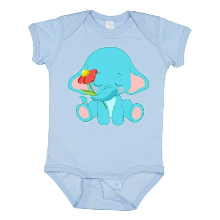 

Inktastic Cute Baby Elephant with Flower Gift Baby Boy or Baby Girl Bodysuit