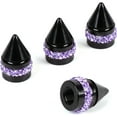 thumbnail image 1 of WWS-Bling Purple Tire Valve Caps, 4 Pack Handmade Crystal Rhinestone Diamond Valve Stem Covers Universal Dustproof Car Accessories, 1 of 4