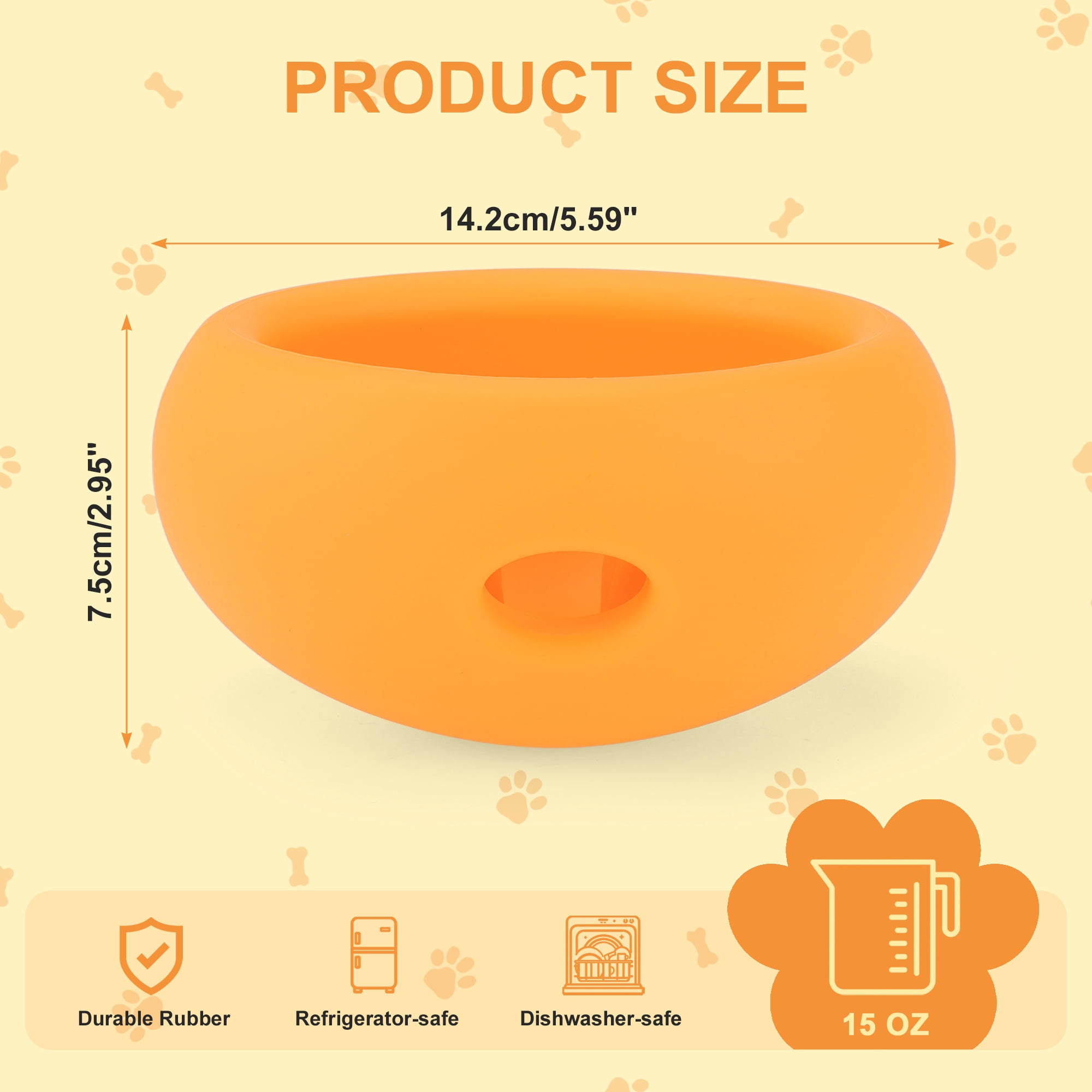 Unique Bargains Dog Enrichment Toys Durable Silicone Interactive Engagement Slow Feeder Dog Bowls Orange