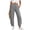 Gray Pants, variant on Women's Barrel Pants Half Elastic Waist Cropped Pant Summer Faux Cotton Linen Casual Pants with Pockets Khaki S