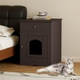thumbnail image 4 of HOYOA 20" Cat House Covered for Indoor, Hidden Crate Litter Box Enclosure, Hooded Cats Furniture Cabinet Kitty Washroom, Brown, 4 of 9
