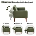 thumbnail image 6 of Ebello 81" Mid-Century Corduroy Roll Arm Loveseat, Wood Frame Sofa, Convertible Futon Sofa Bed with 3 Position Adjustable Backrest for Living Room,Green, 6 of 10