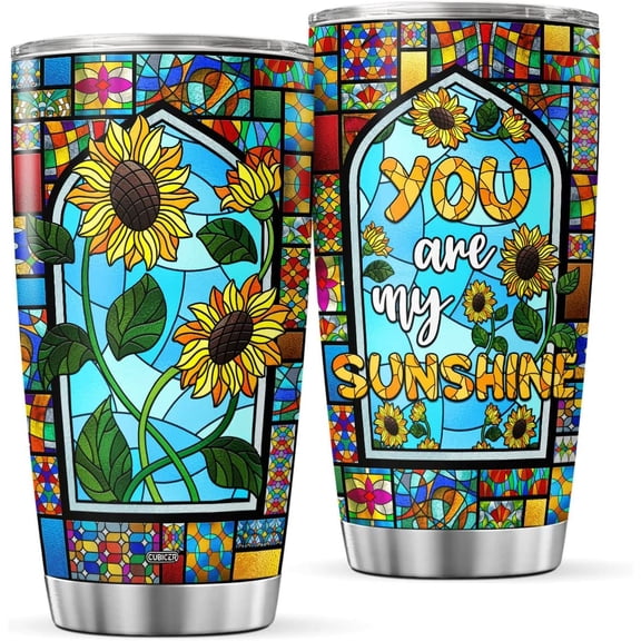 Sunflower Insulated Theme Flower Tumbler 20 Oz With Lid Stainless Steel Coffee Travel Floral Mug Cup Drinking Glasses For Girls Mother Daughter Women On Holiday Birthday