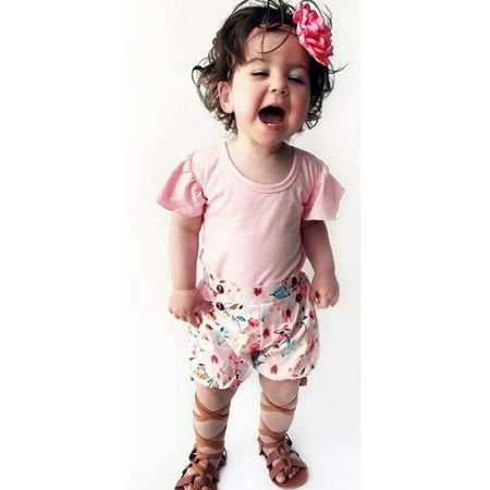 

Gwiyeopda Newborn Kids Baby Girl Romper+Floral Shorts Pants Cotton Outfits Clothes Set 0-24M