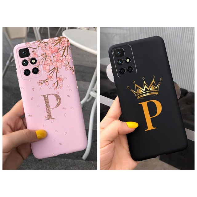 Xiaomi Redmi 10 2022 Moda Corona Sakura Letra Inicial Carcasa Del Teléfono Redmi10 4G Silicona Suave TPU Caso