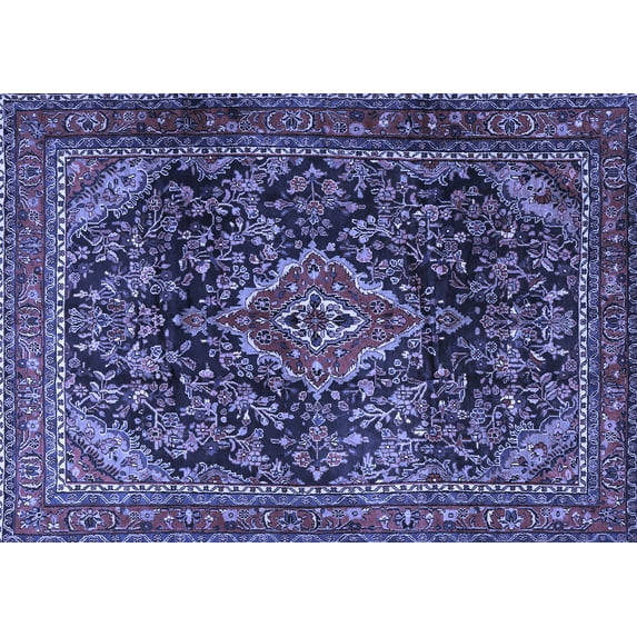 Ahgly Company Machine Washable Indoor Rectangle Persian Blue Traditional Area Rugs, 8' x 10'