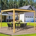 thumbnail image 6 of Domi Outdoor Living 10x10FT Louvered Pergola with Adjustable Steel Roof, Durable Metal Frame, Efficient Drainage System for Backyard, Garden and Lawn, Wood-Looking, 6 of 9