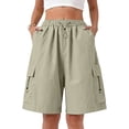 thumbnail image 2 of CAIVO Women Utility Shorts For High Waist Shorts With Minimalist Design Summer Casual Wear For Everyday Style Simple Outdoor Work Solid Color Bottoms, 2 of 5