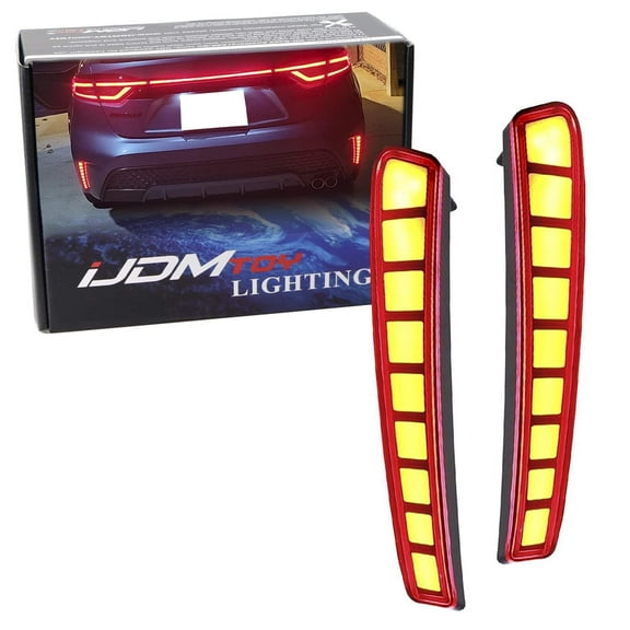 Red Lens Full LED Bumper Reflector Lights For 2019-22 Toyota Corolla Sedan, Function as Tail, Brake & Rear Fog Lamps