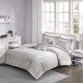 thumbnail image 1 of Intelligent Design Zoey Triangle Metallic Print, Cozy Comforter Season Bedding Set, Matching Sham, Decorative Pillow, King/Cal King, Grey/Silver, 1 of 2