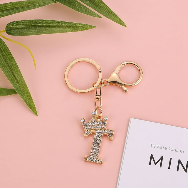 Stylish Metal Alphabet Letter Keychain Fashion Jewelry Accessory for Bags and Personal Items with Exquisite Encrusted Detailing