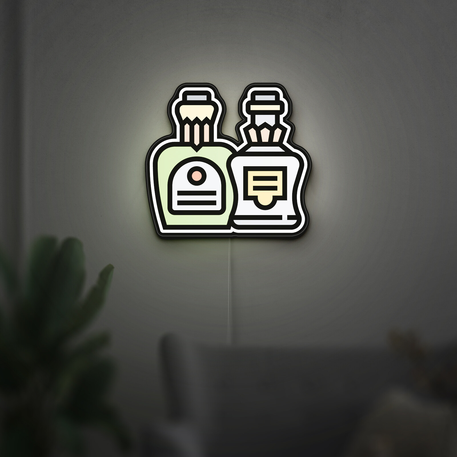 Alcohol Bottle 3D Novelty Light Box for Bar and Beverage Decor, Whiskey Brandy Night Light for Beer Lovers and Restaurants (Height 8 inch, 20cm)
