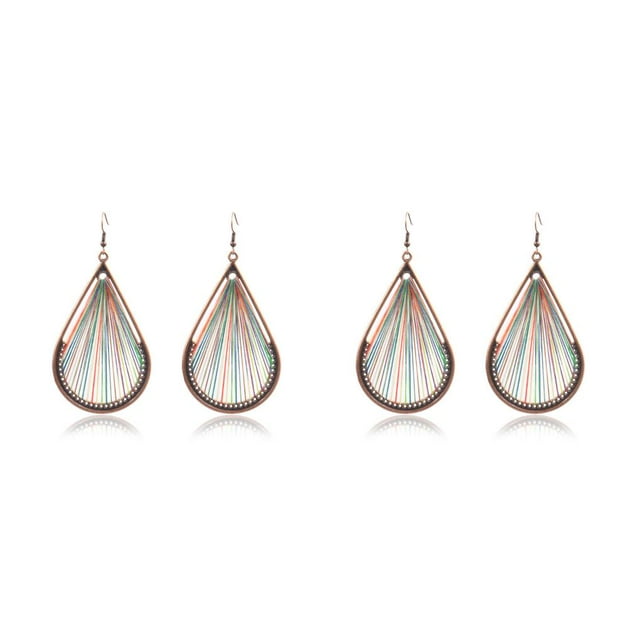 kurtrusly 2Pcs Earrings String Dangle Modern Big Female Personality Long Ear Wire Causal Hook Earring Party Charm Accessories Women Colorful 2Set