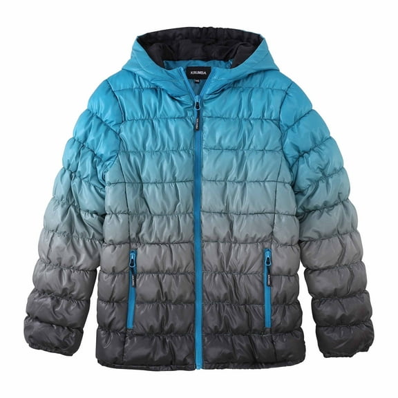 Krumba Boy's Zipper Gradient Water Resistant Puffer Jacket Turquoise 164