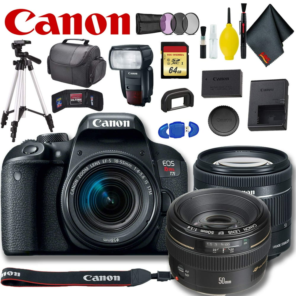 Canon EOS Rebel T7i DSLR Camera with 1855mm Lens Pro Bundle Walmart