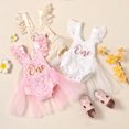 thumbnail image 6 of Douhoow Newborn Baby Girls Romper Dress Mesh Lace Dress One Letter Print Little Princess Juumpsuit, 6 of 9
