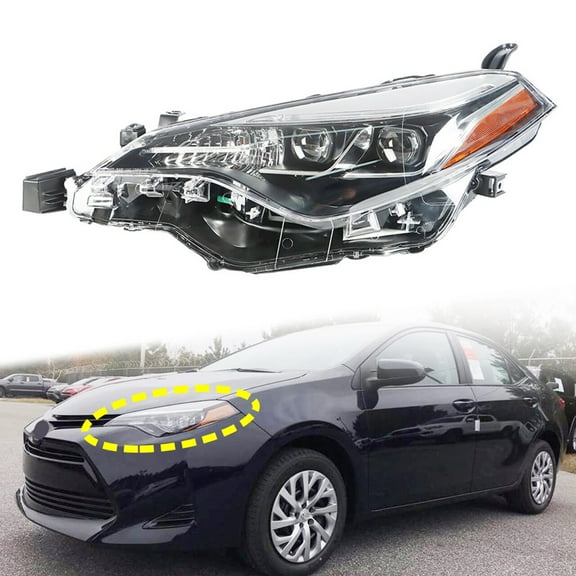 Fit for 17-19 Corolla SE Headlight Housing Assembly LH Headlamp Front Driver Side