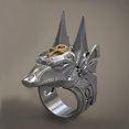 thumbnail image 2 of Fashion Men's Retro Anubis Wolf Head Ring, 2 of 5