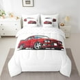 thumbnail image 2 of Comforter Set Full Size 7 Piece,Red Race Car Bedding Set With Sheet Set,Speed Sports Car Reversible Bed In A Bag With Throw Pillow Covers,Car Theme Room Decor, 2 of 5