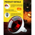 thumbnail image 4 of Heat Lamp V Watt Heat Lamp Bulbs R Clear Infra Heat Light Bulb for Bathroom Heat Lamp Bulb for Reptiles Chickens Food Puppies Bathroom Use E Base, 4 of 6