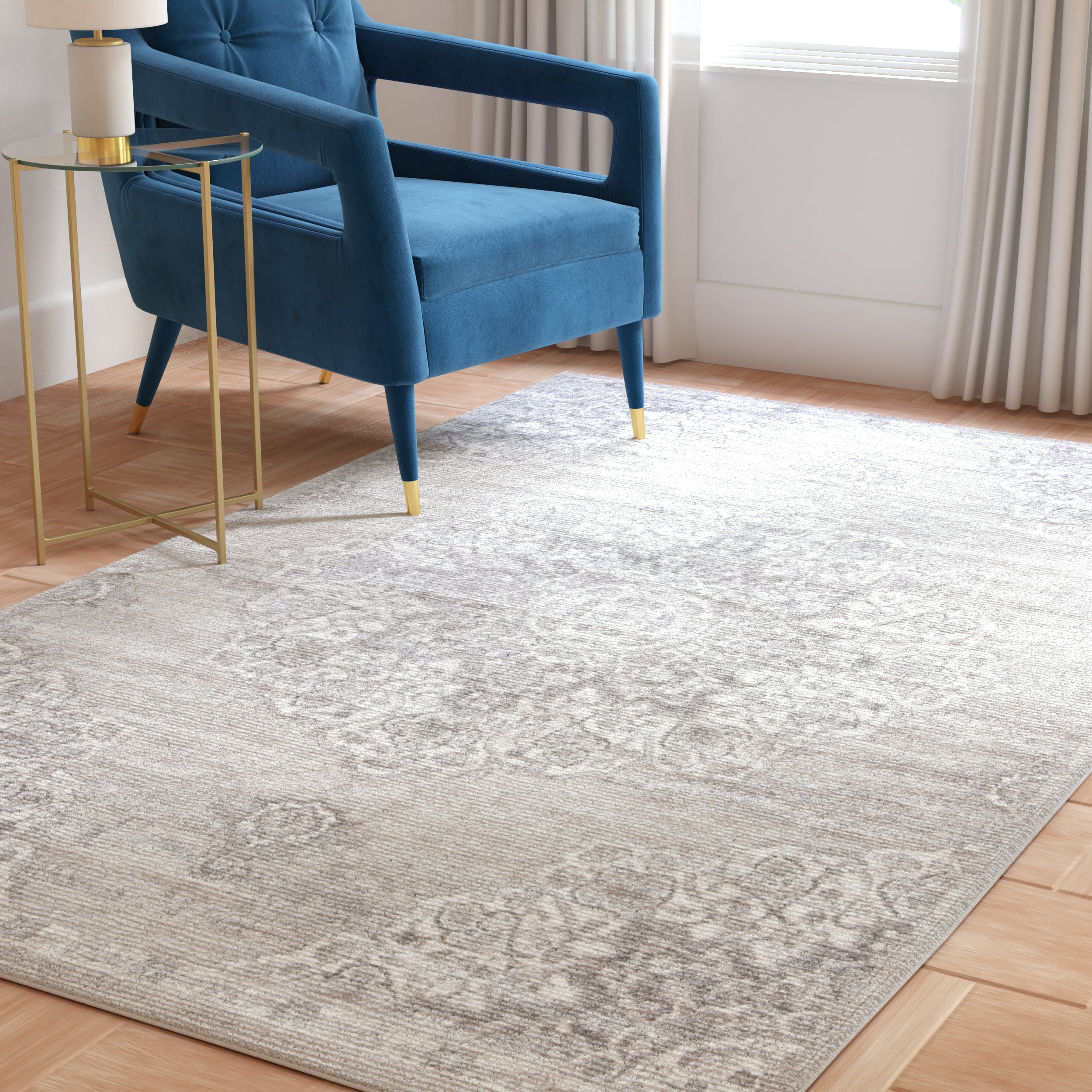 SAFAVIEH Brentwood Oscar Floral Area Rug, Grey/Ivory, 10' x 13'