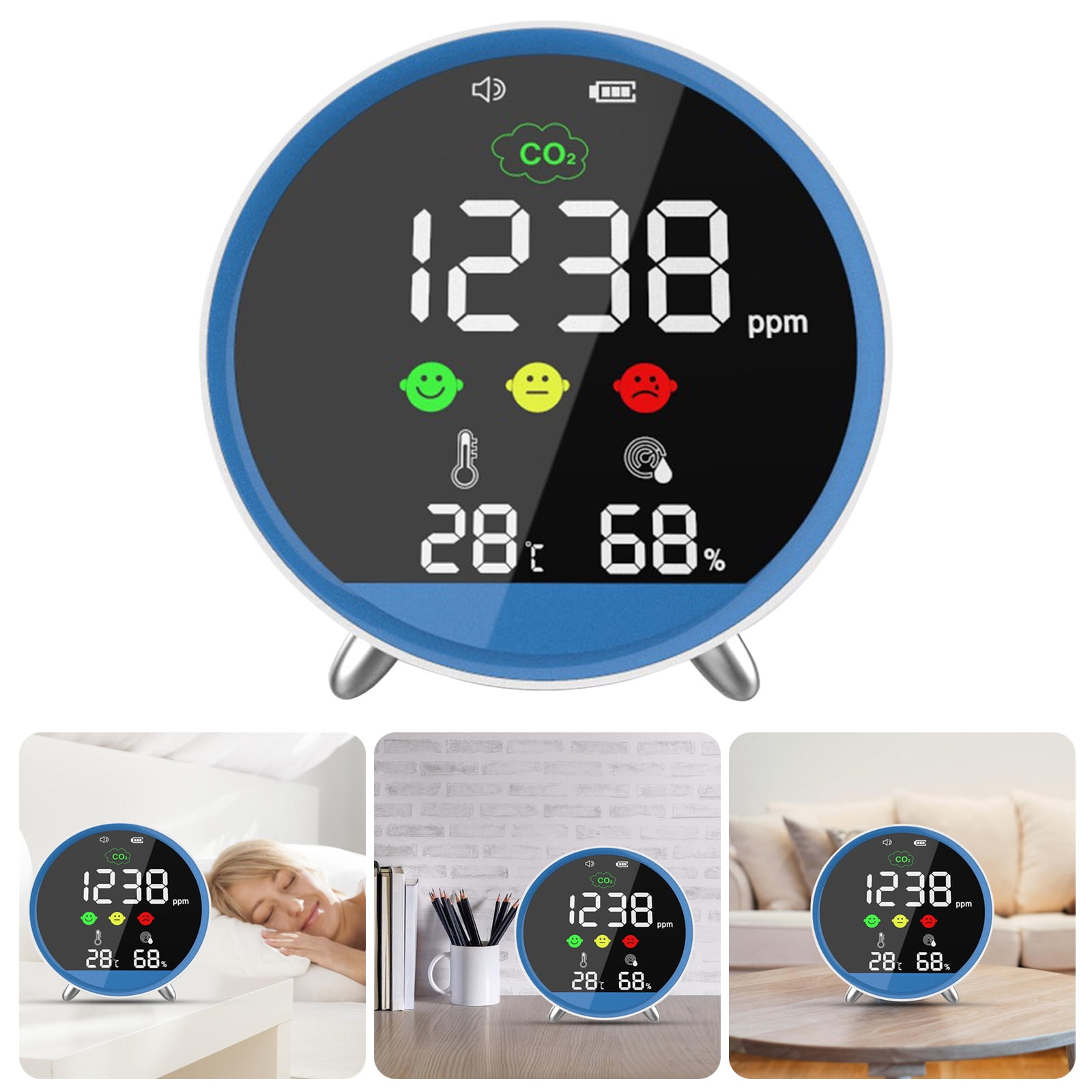 Professional CO2 Detector with Rapid 1.5s Sampling And Alarm Function Humidity Temperature Meter For Indoor Air Safety