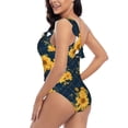thumbnail image 4 of Sikiie Blue Striped Sunflower A Print Women One Piece Swimsuits Tummy Control One Shoulder Bathing Suits Ruffle Swimwear, From S to XXL-Medium, 4 of 6