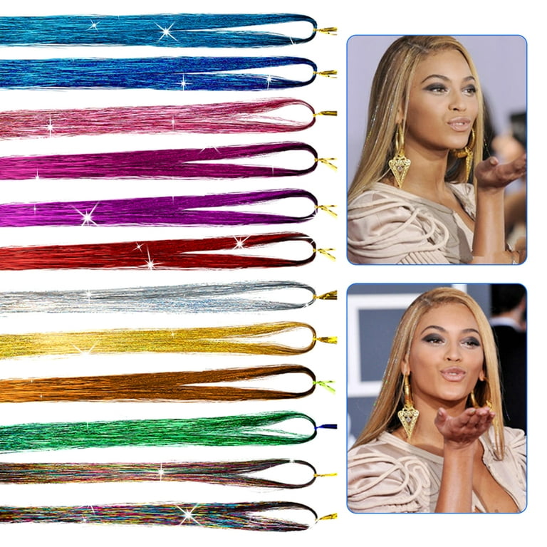 Hair Tinsel Kit, Tinsel Hair Extensions, 14 Colors Glittery Fairy Tensile  Hair Heat Risitant With Tools For Women Girls(plier+pulling Needle+100 Dark  Beads+100 Blonde Beads)