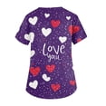 thumbnail image 5 of Scrub Top Women,Plus Size Women's V-Neck Valentine's Day Print Short-Sleeve Pocket Side-Slit Scrub Tops - Hot Pink - XXXXL, 5 of 5