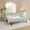 Cyan, variant on Twin Daybed with Trundle and USB Port, Upholstered Linen Sofa Bed Frame, Gingham Wave Design, No Box Spring Needed for Kids Bedroom, Navy