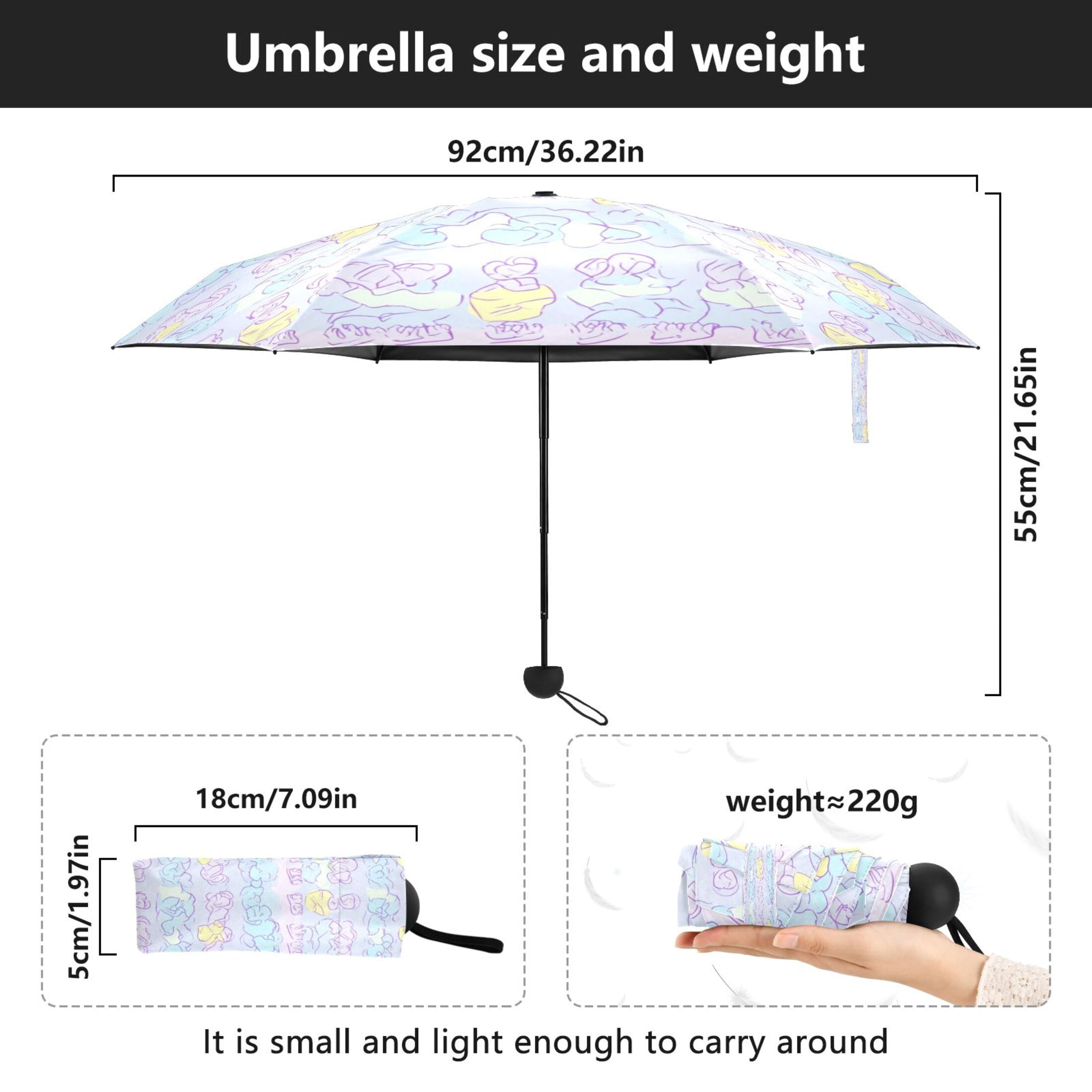 Pastel Clouds Design Umbrellas for Sun Auto Open Close UV50+ Waterproof 5-Fold Compact Fiberglass Frame