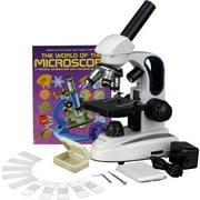 AmScope 40x-1000x LED Compound Microscope with Slide Kit and Book
