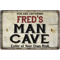 FRED'S Man Cave Sign Rustic Garage Decor Gift 12x18 Metal 112180035074