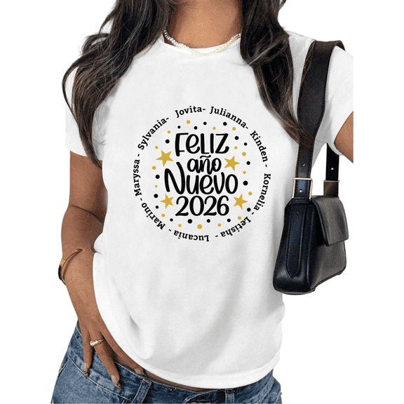 Feliz Ano Nuevo 2026 Print Tshirt Graphic Tees White Shirts S-5XL New Year Celebration Tops