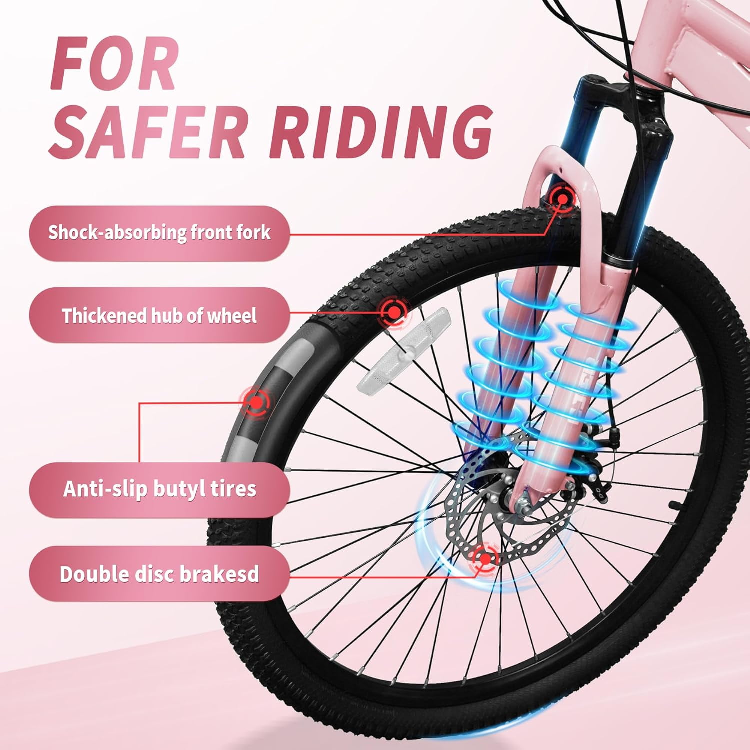 20 Inch Mountain Bike for Kids, Akaber Bicycles for Boys Girls 6-14 Years, 7 Speed Gears, Suspension Fork, Dual Disc Brakes, Anti-Slip Tires