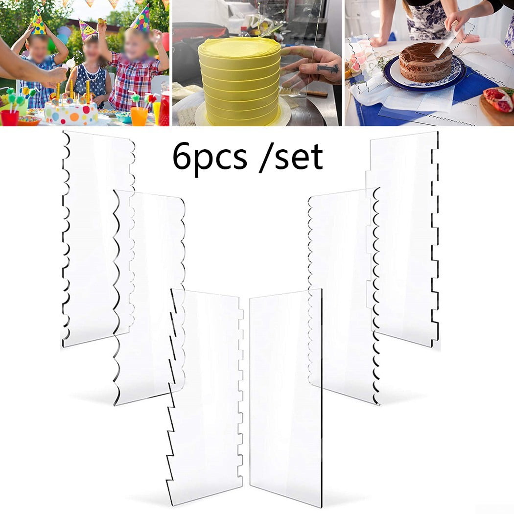 US 6x Clear Acrylic Cake Scraper Set Decor Contour Comb Saw Tooth Smoother Tool US 6x Clear Acrylic Cake Scraper Set Decor Contour Comb Saw Tooth Smoother Tool
