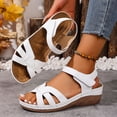 thumbnail image 4 of Dakaela Women's Platform Wedge Sandals Comfortable Arch Support Ankle Strap Summer Casual Orthotic Walking Shoes for Beach Travel Size 6-10 White, 4 of 9