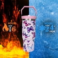 thumbnail image 5 of 30 oz Butterfly Flip Straw Tumbler with Top Handle for Butterfly Lover Resuable Vacuum Insulated Flip Top Water bottle for Home Office Car Dishwasher Safe Butterfly, 5 of 6