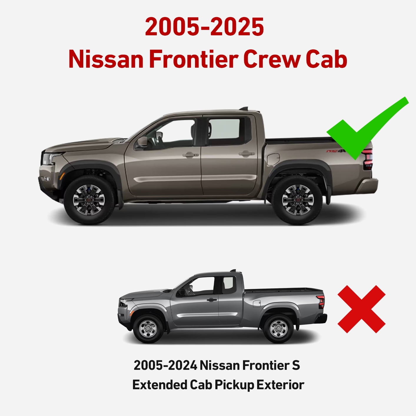 Vijay Running Boards Compatible with 2005-2025 Nissan Frontier Crew Cab 4-Door Bolt-on Side Steps Rails Steel Nerf Bars