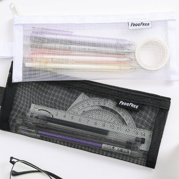 Transparent Mesh Pen Case Large Capacity Storage Bag Stationery Organizer
