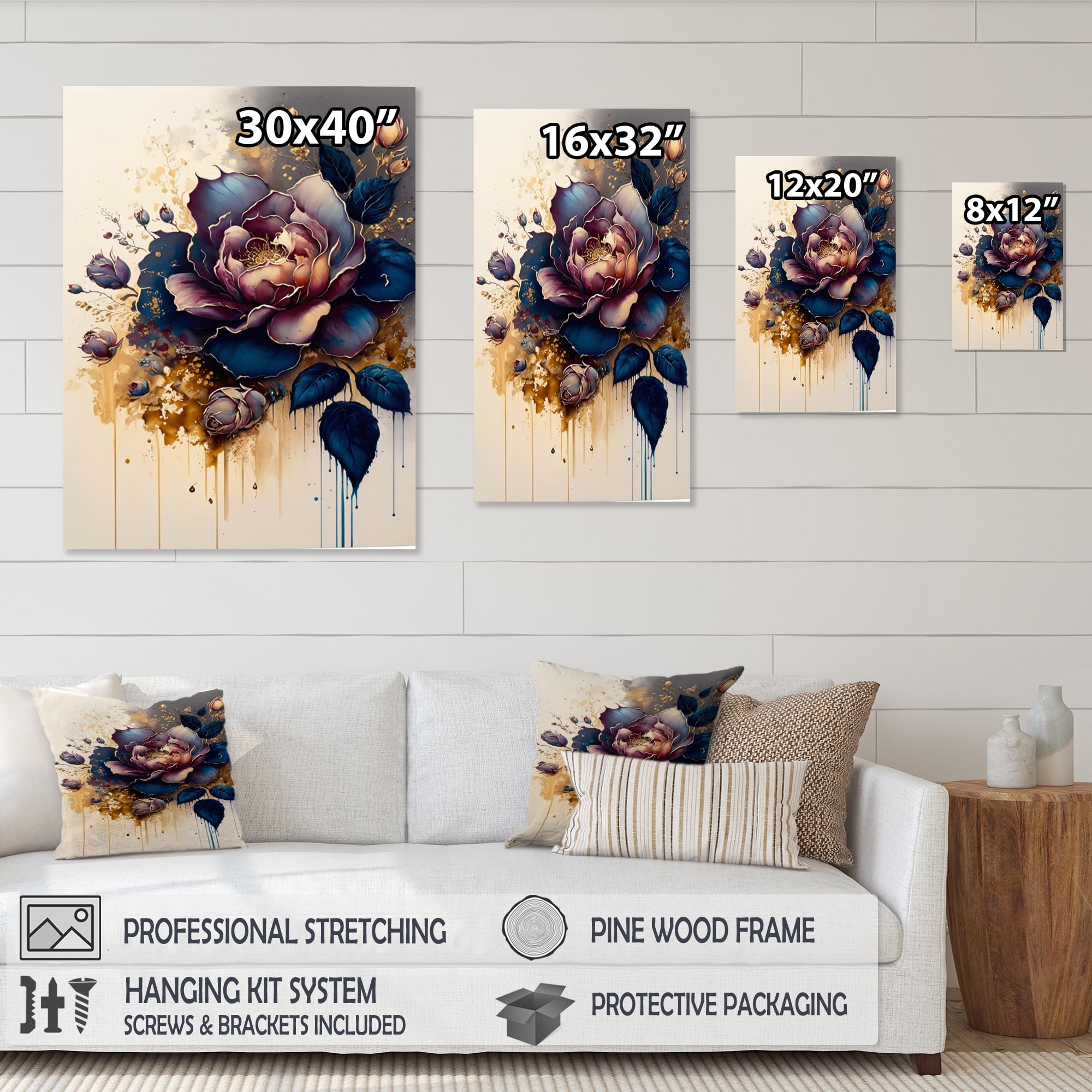 Designart Night Shade Rose Design II Canvas Wall Art