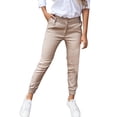 thumbnail image 1 of Pantalones deportivos informales de mujer de cintura alta y color liso con bolsillo - Leggings cortos, cintura elástica, para todas las estaciones - S-XXL, 1 of 7