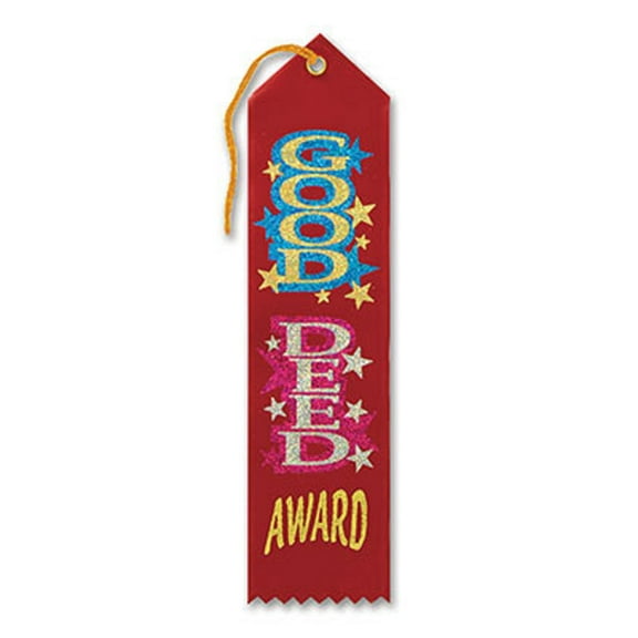 Pack of 6 Red "Good Deed Award" School Award Ribbon Bookmarks 8"