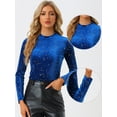 thumbnail image 2 of DARING DIVA Women's Star Print Round Neck Velvet Blouses M Blue, 2 of 5