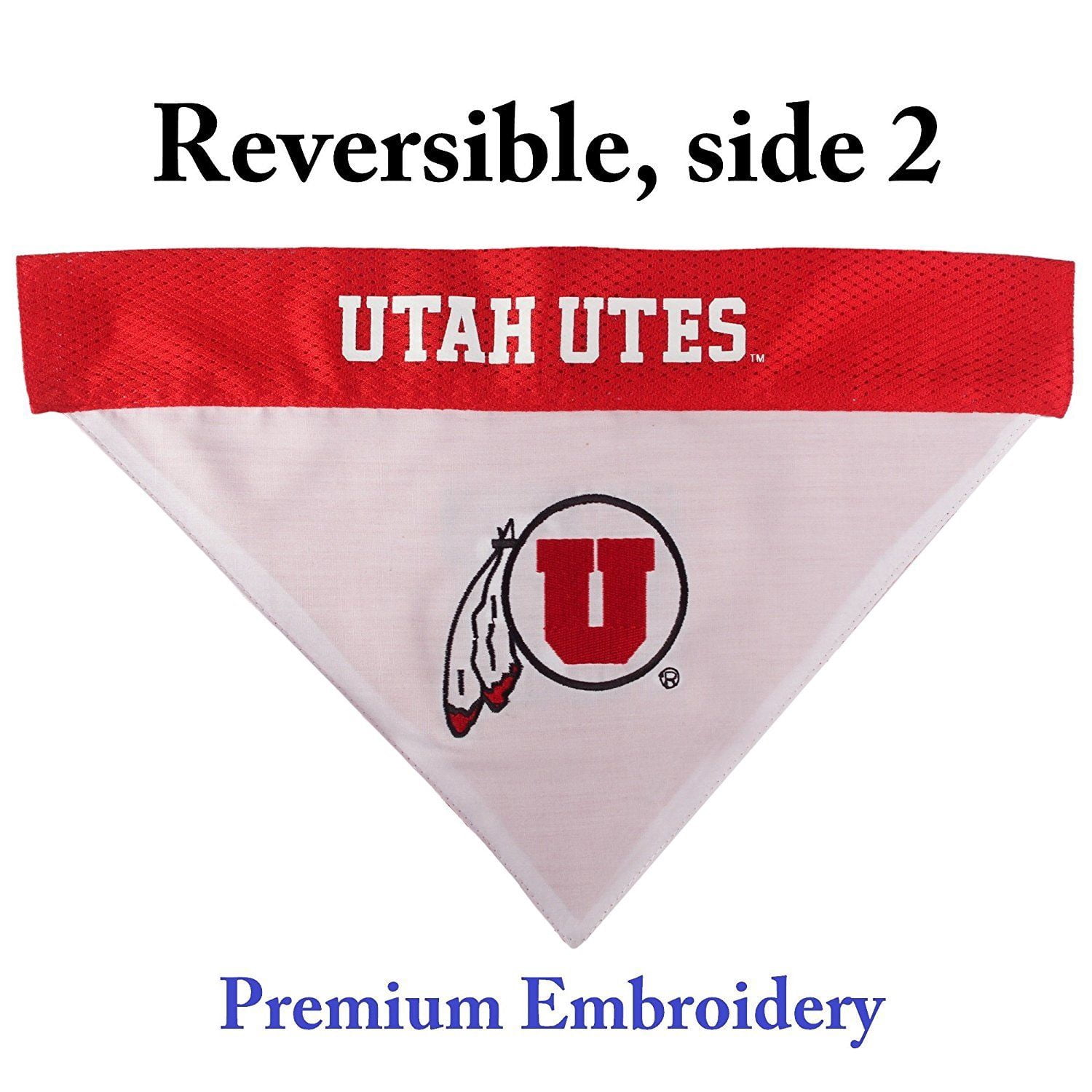 Pets First Collegiate Utah Reversible Bandana -Home & Away Mesh & Premium Embroidery For Dogs & Cats